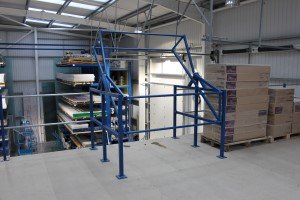 pallet gate installed on a mezzanine floor